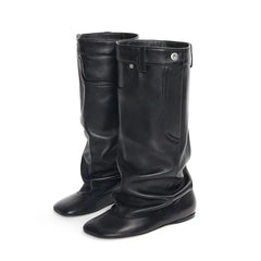 leather Height Increasing Knee high Boots