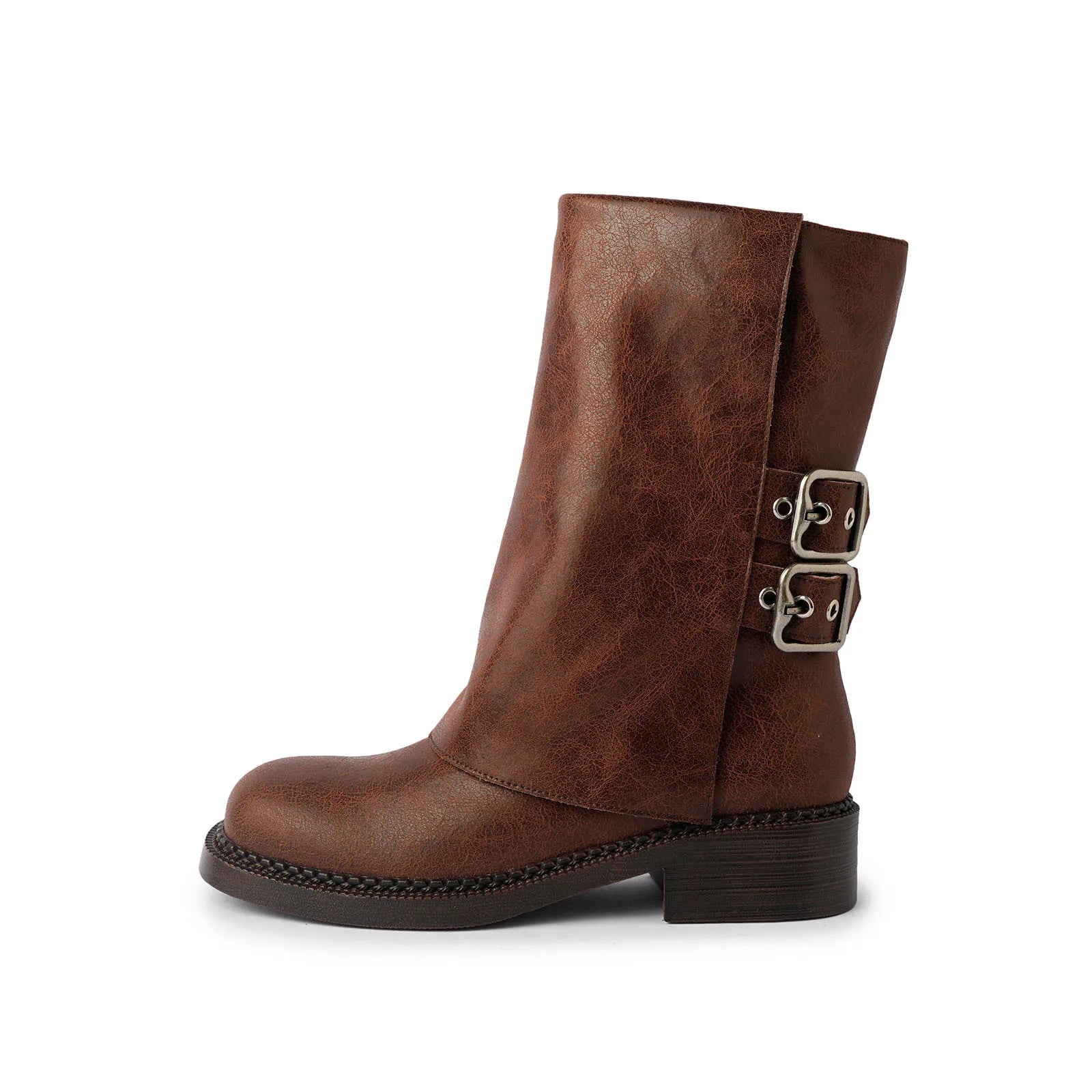 Autumn Belt buckle cowhide Trouser legs Boots