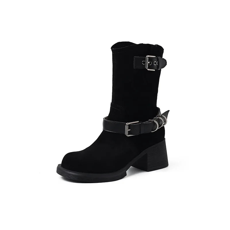 Autumn Cow suede Motorcycle Boots