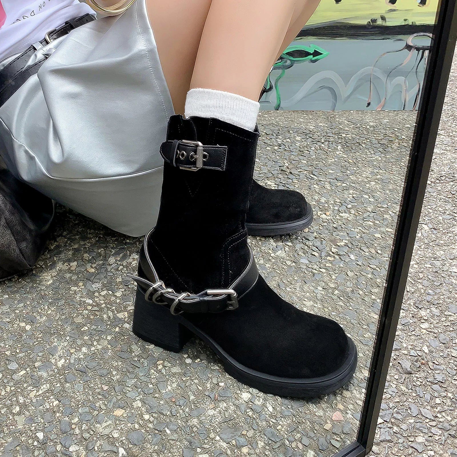 Autumn Cow suede Motorcycle Boots