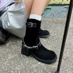 Autumn Cow suede Motorcycle Boots