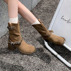 Autumn Cow suede Motorcycle Boots