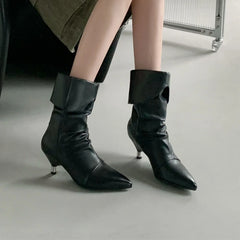 Autumn Cow suede Pleated Modern Boots