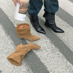 Autumn Cow suede Pleated Modern Boots