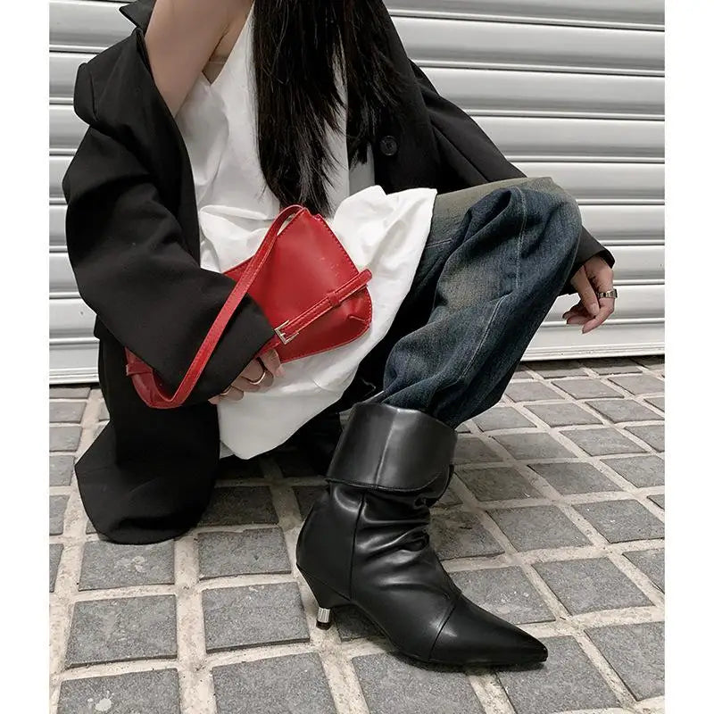 Autumn Cow suede Pleated Modern Boots