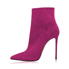 Autumn Cow suede Pointed toe Thin heels Side zipper Super high heel Modern Boots
