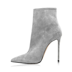 Autumn Cow suede Pointed toe Thin heels Side zipper Super high heel Modern Boots