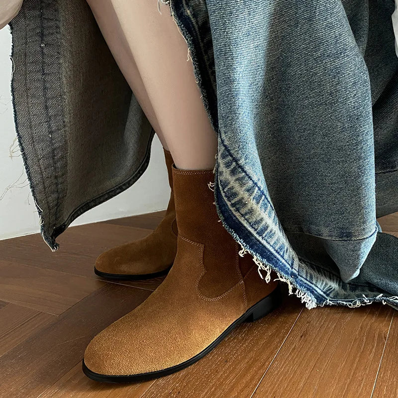Autumn Cow suede Short Boots