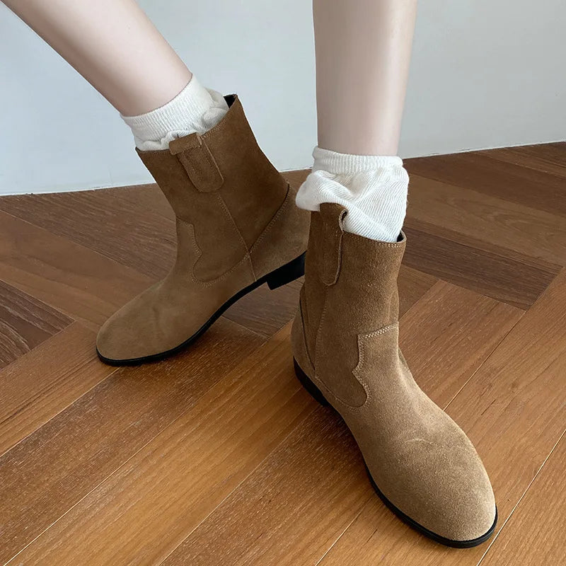 Autumn Cow suede Short Boots
