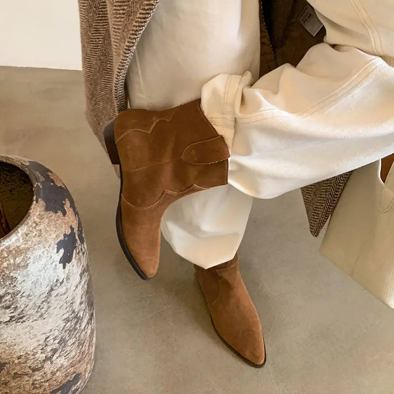 Autumn Cow suede Western Boots