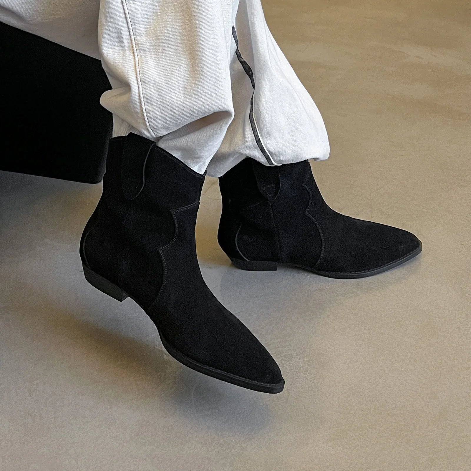 Autumn Cow suede Western Boots