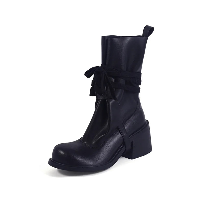 Autumn Cross tied  cowhide Modern Boots