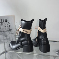 Autumn Cross tied  cowhide Modern Boots