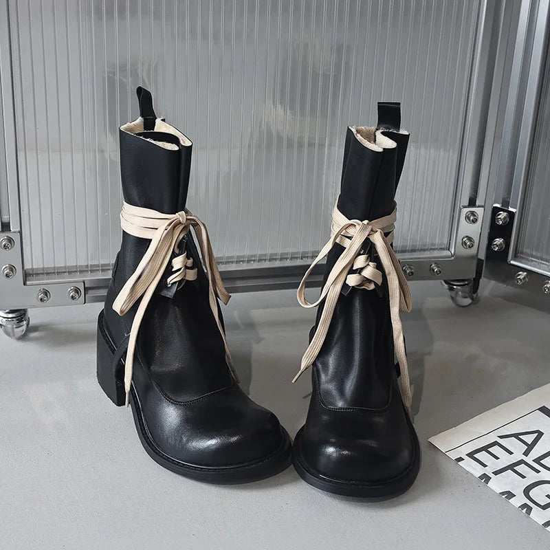 Autumn Cross tied  cowhide Modern Boots
