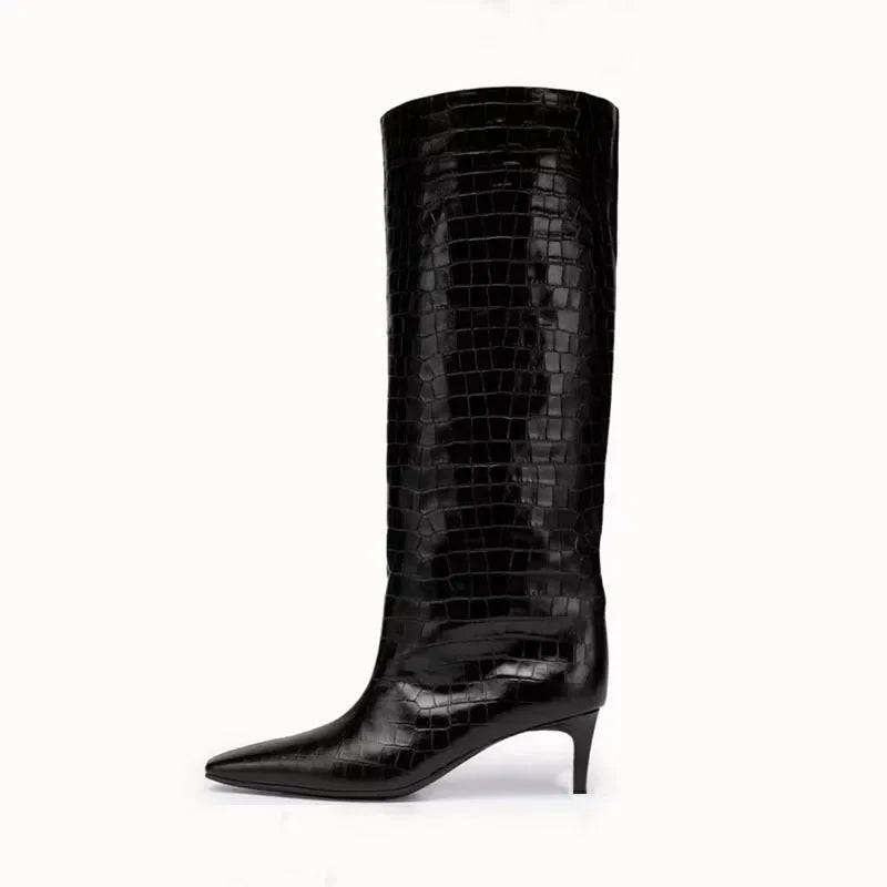 Autumn Women's Stone pattern Knee high Boots