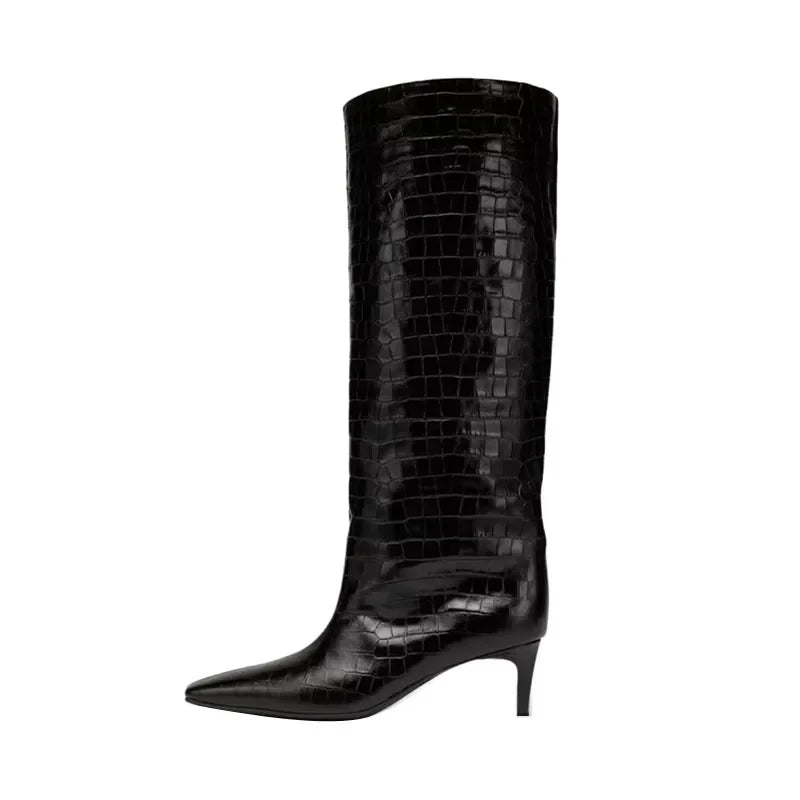Autumn Women's Stone pattern Knee high Boots