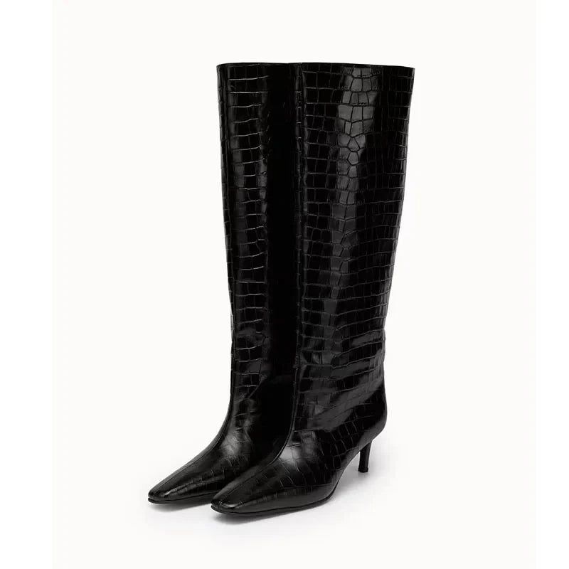 Autumn Women's Stone pattern Knee high Boots