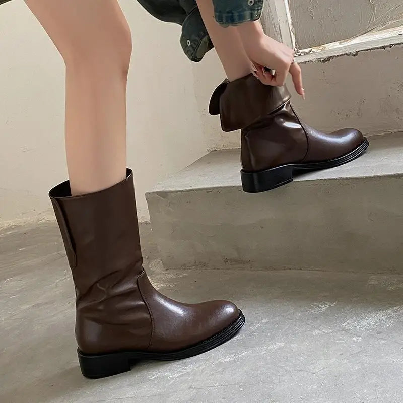 Autumn brown cowhide Chelsea Boots