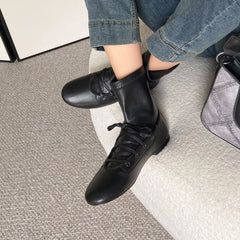 Autumn cowhide Cross tied Short Boots