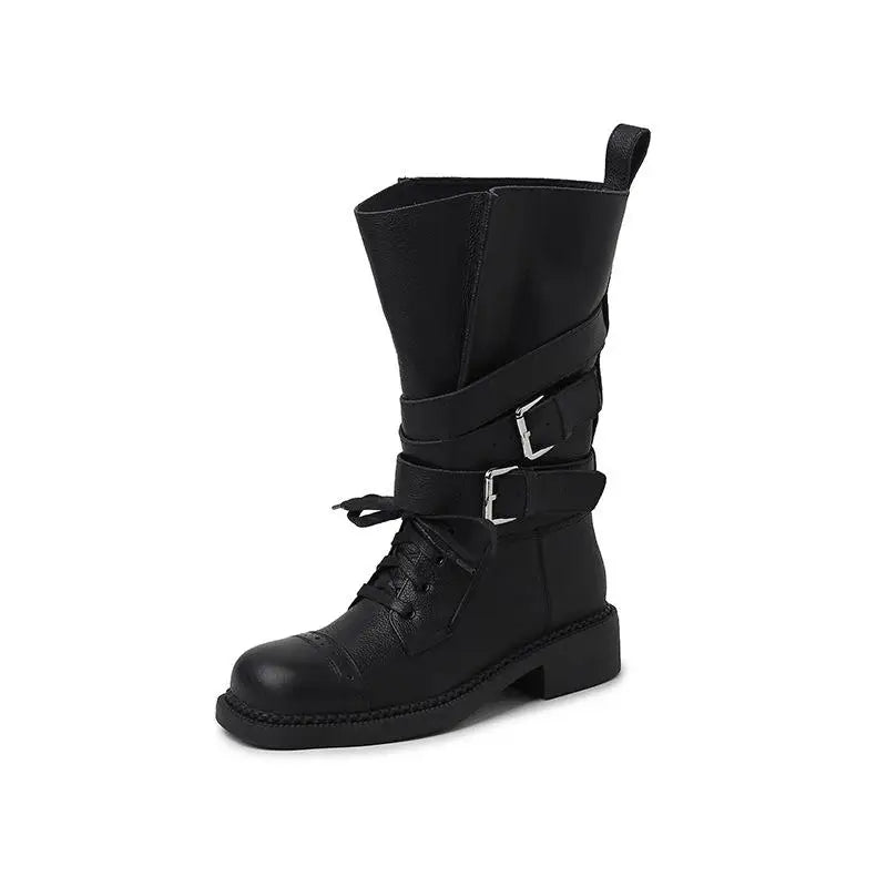 Autumn cowhide Motorcycle Boots