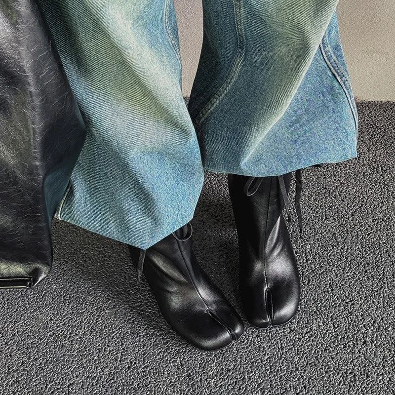 Autumn cowhide Split toe Modern Boots