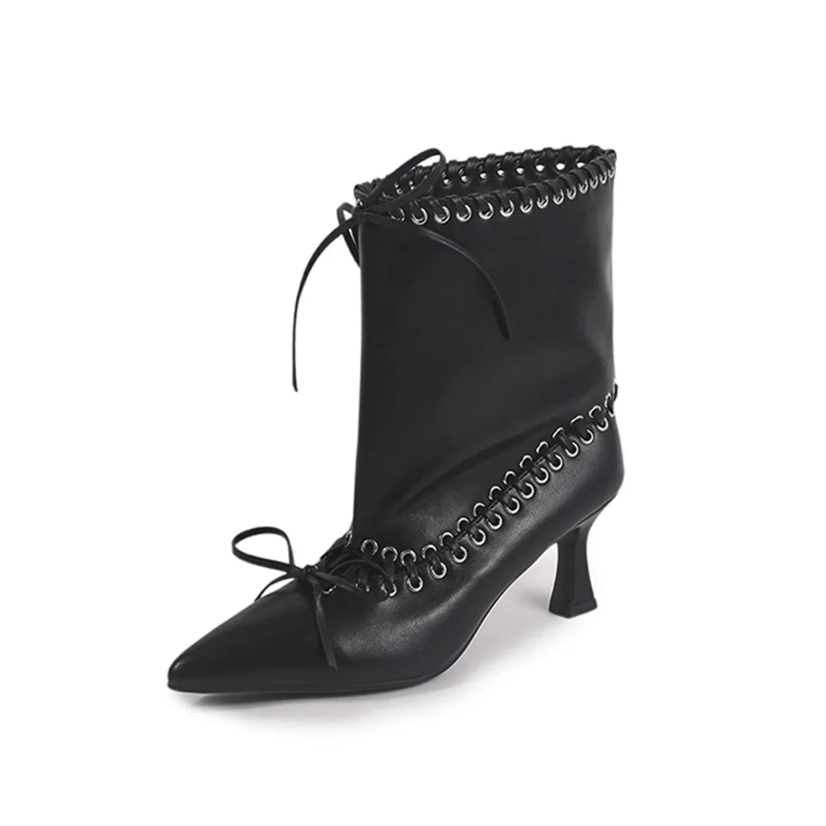 Autumn cowhide rivet Large tubular Boots