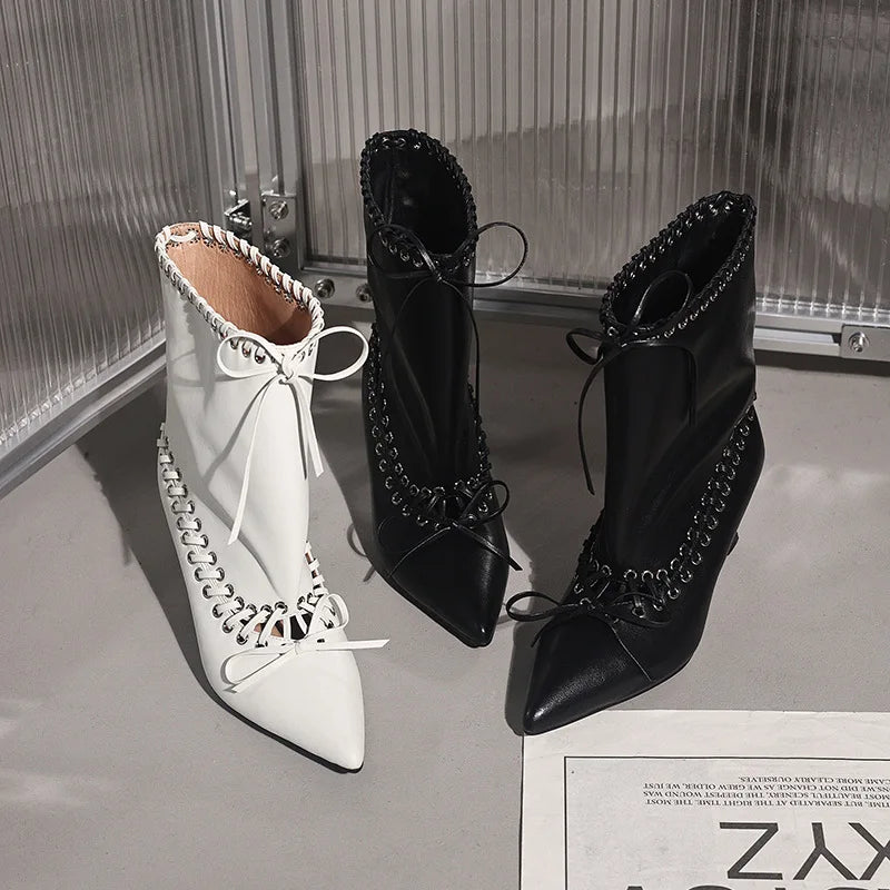 Autumn cowhide rivet Large tubular Boots