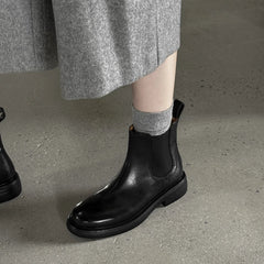 Autumn platform Cowhide Chelsea Boots