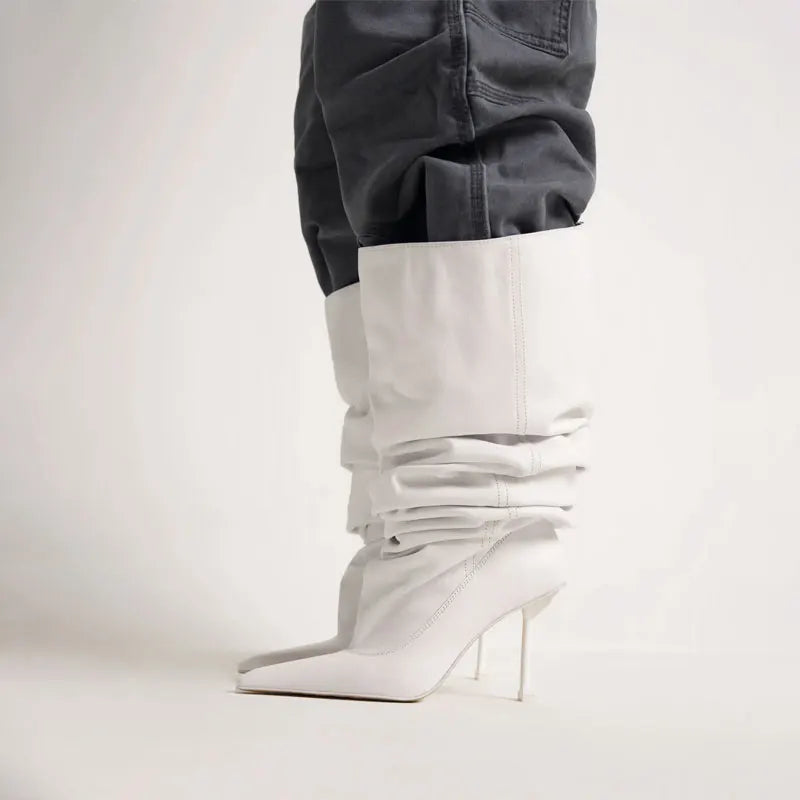 Pleated Over Large tubular Boots