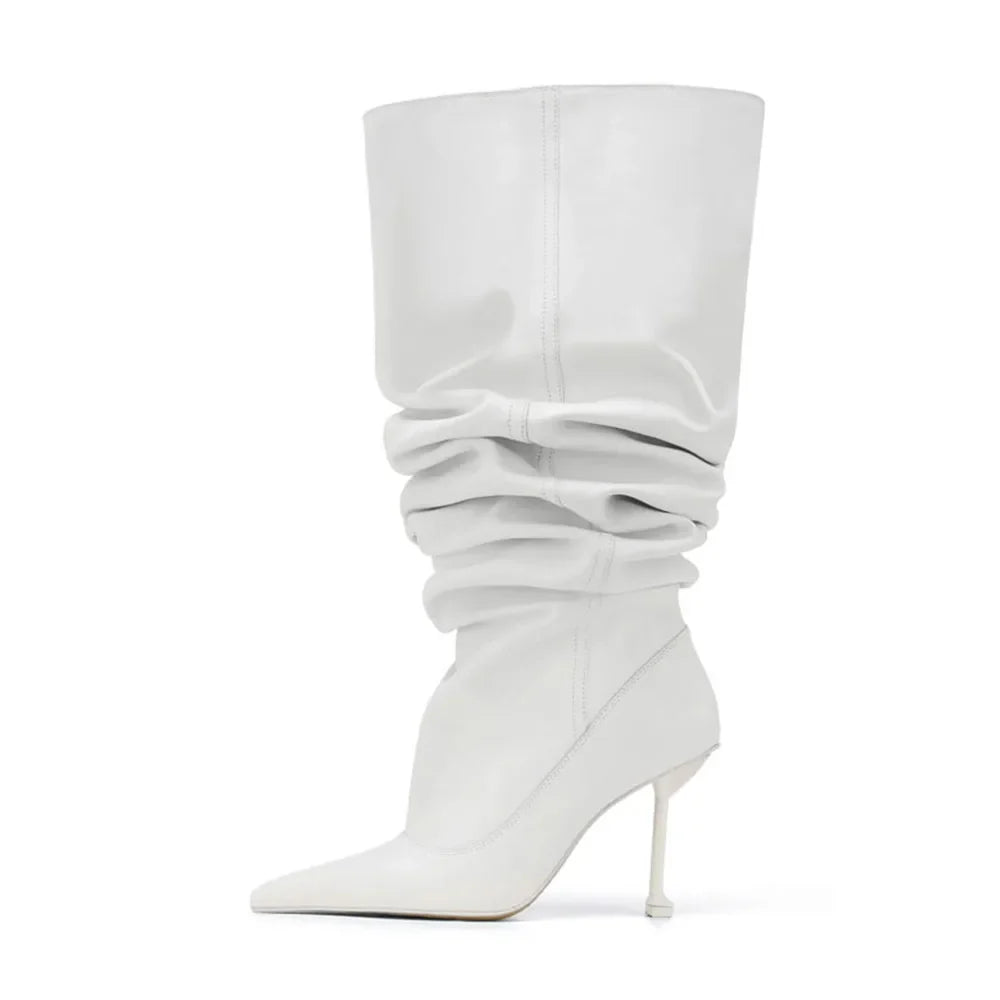 Pleated Over Large tubular Boots
