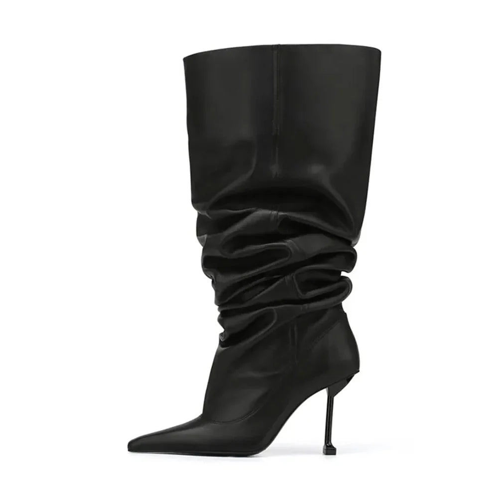 Pleated Over Large tubular Boots