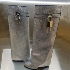 Suede Wedges Knee high Boots