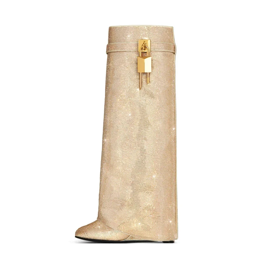 Suede Wedges Knee high Boots
