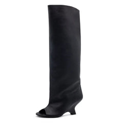 Summer Brown suede Peep toe Wedges Knee high Boots