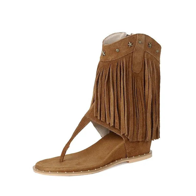 Summer Cow suede Pinch toe Tassels Boots