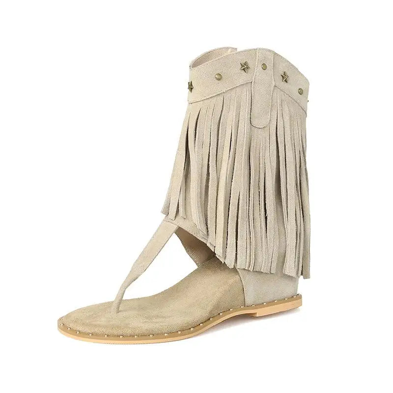 Summer Cow suede Pinch toe Tassels Boots