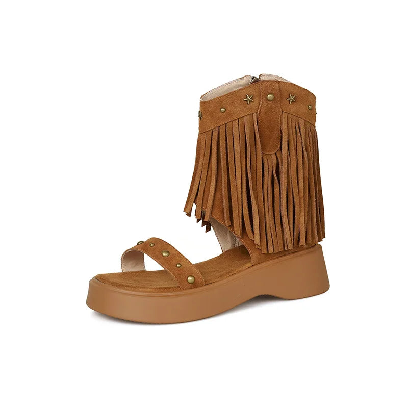 Summer Cow suede Tassels Boots