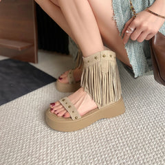 Summer Cow suede Tassels Boots