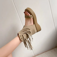 Summer Cow suede Tassels Boots