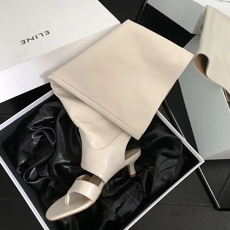 Summer Pinch toe Pleated Knee-high Boots