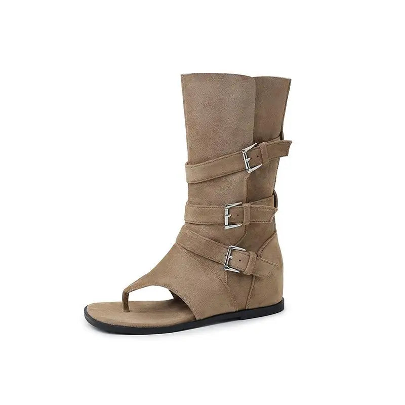 Summer Pinch toe Wedges suede Mid-Calf Boots
