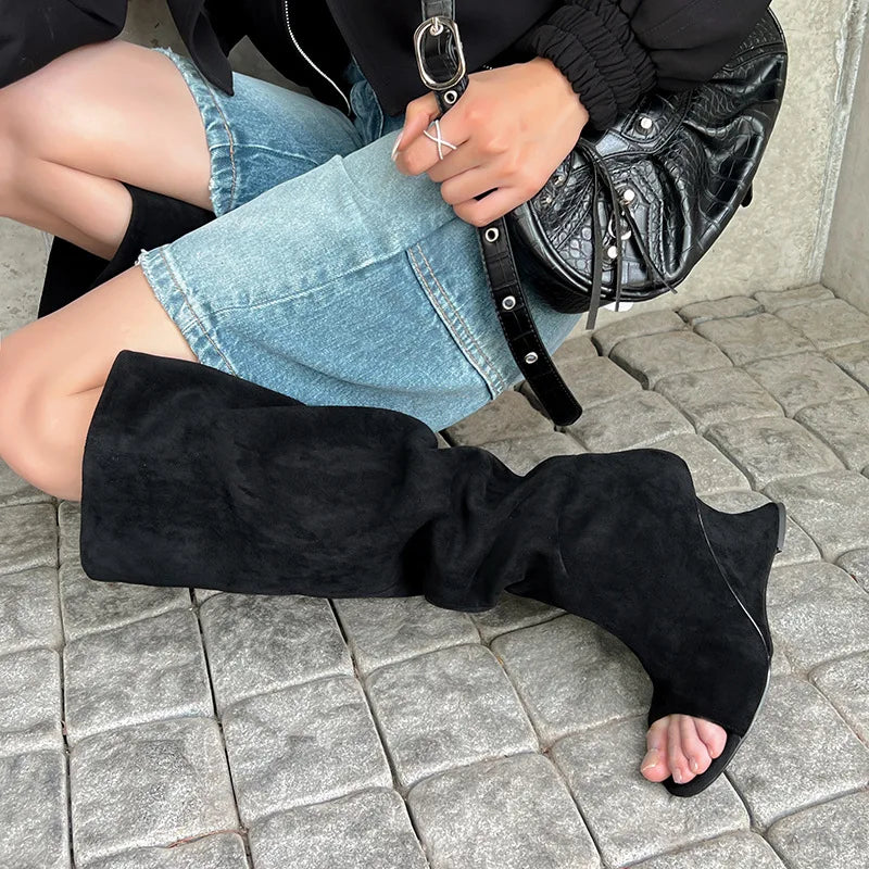Summer Suede Wedges Over the knee Boots