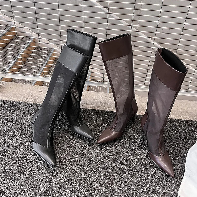 Summr Hollow Mesh Knee high Boots