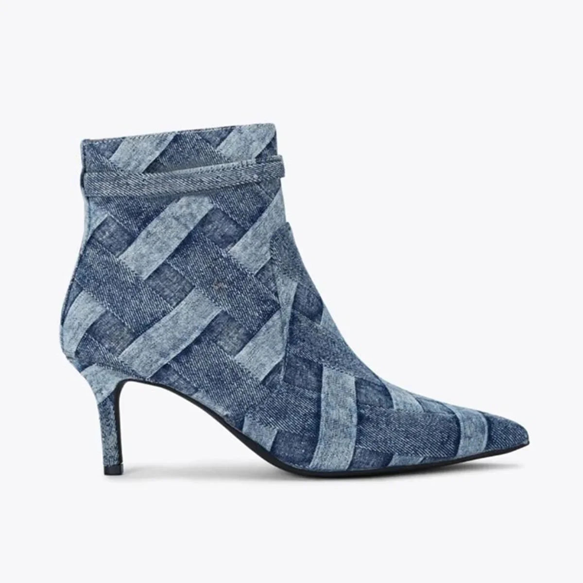Woman's Autumn blue Plaid denim Ankle Boots