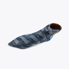 Woman's Autumn blue Plaid denim Ankle Boots