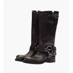 Autumn Brown Platform Motorcycle Boots