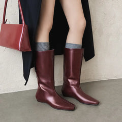 Autumn Angora red cowhide Wedges Modern Boots