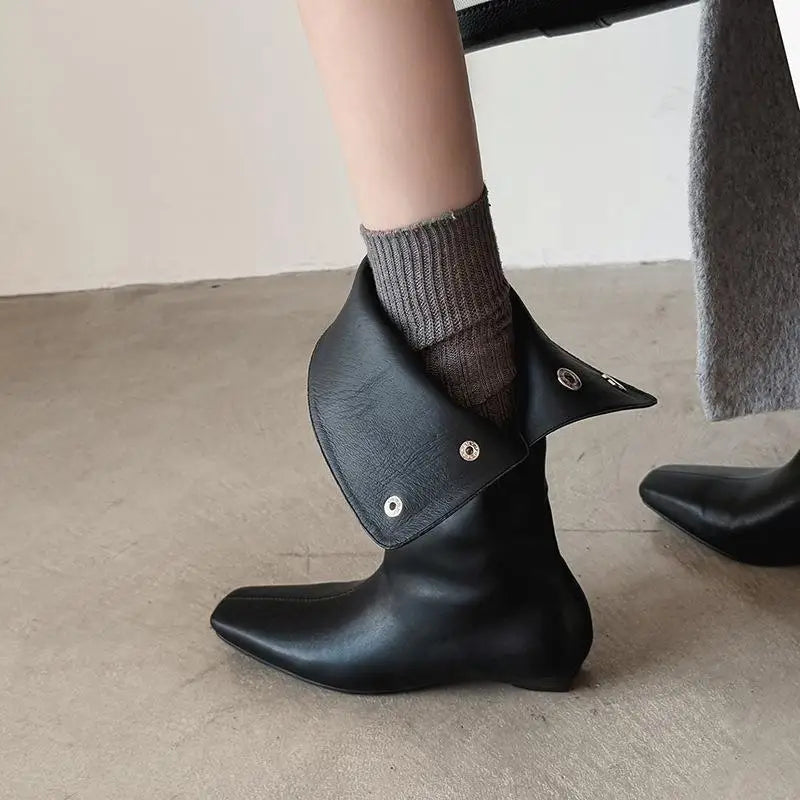 Autumn Angora red cowhide Wedges Modern Boots