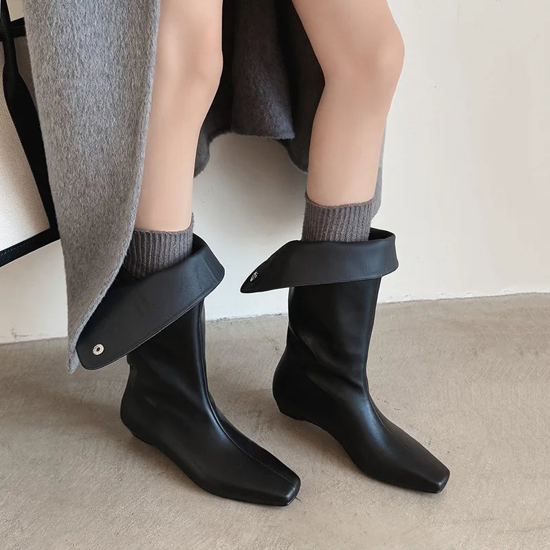 Autumn Angora red cowhide Wedges Modern Boots