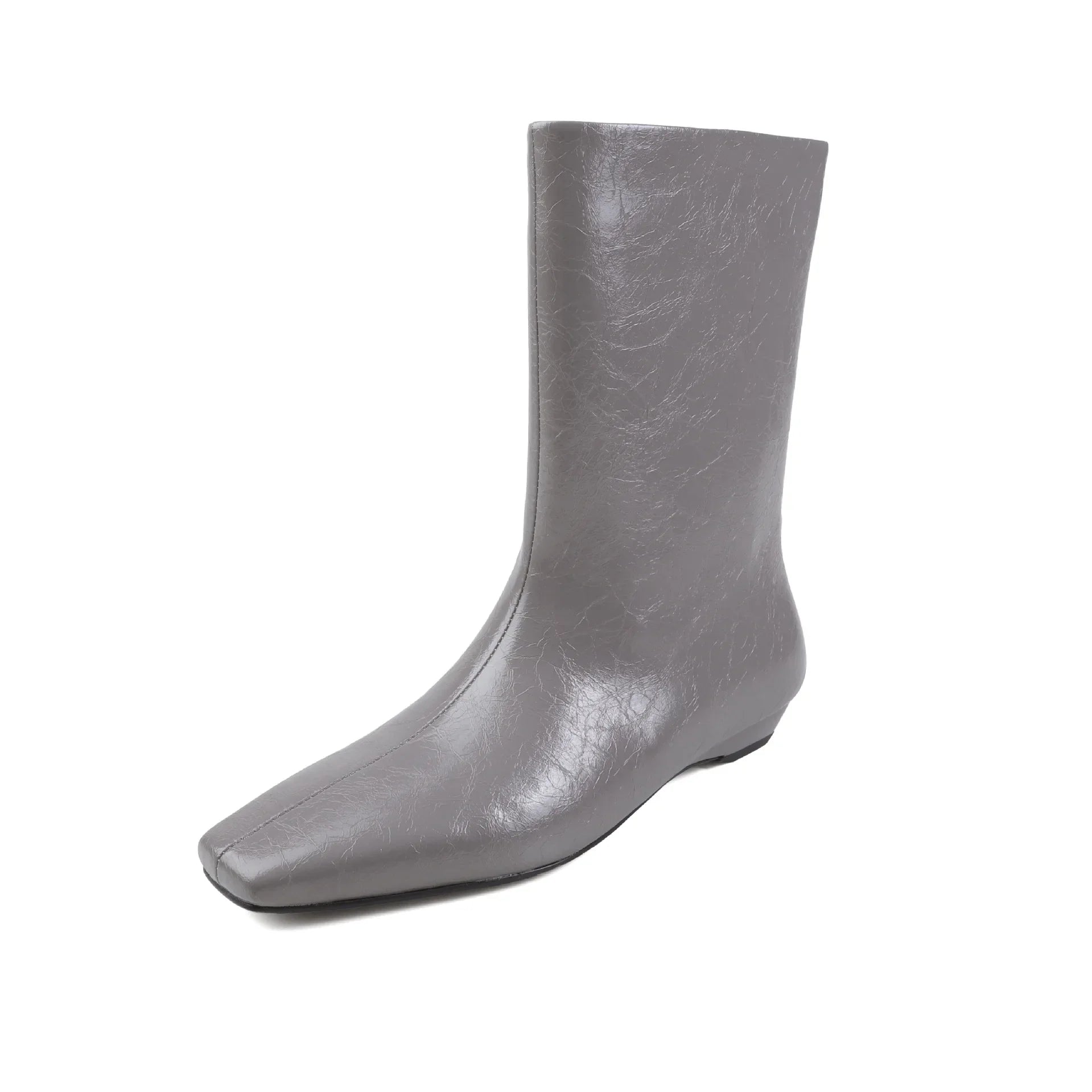 Autumn Black cowhide Slip-on Wedges Short Boots